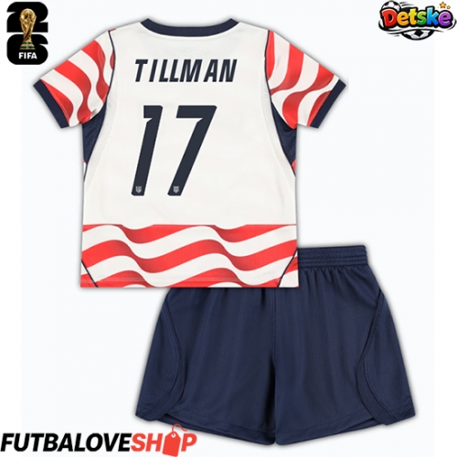 Dres Spojené štáty Malik Tillman #17 Domáci pre deti MS 2026 Krátky Rukáv (+ trenírky)